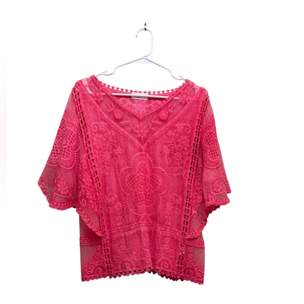 Chic Lace Women’s Blouse in Vibrant Pink